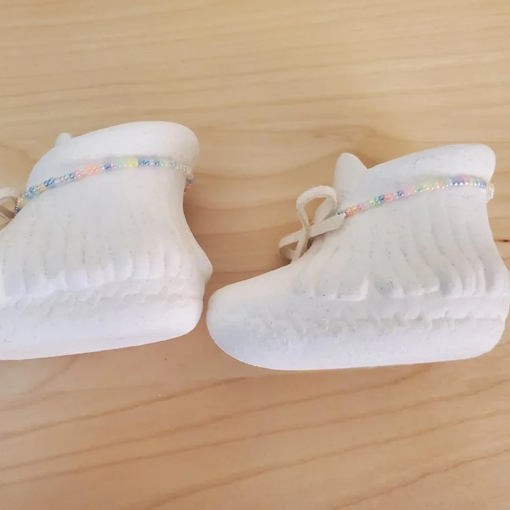 Vintage Resin Baby Shoes Figurine Decorative Shoes Lot of 2